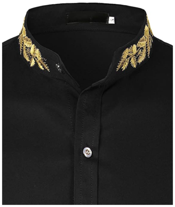 ZEROYAA Mandarin Collar Shirts 